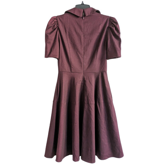 Gal Meets Glam Nina Twill Fit & Flare Burgundy Dress Size 2 - Picture 2 of 5